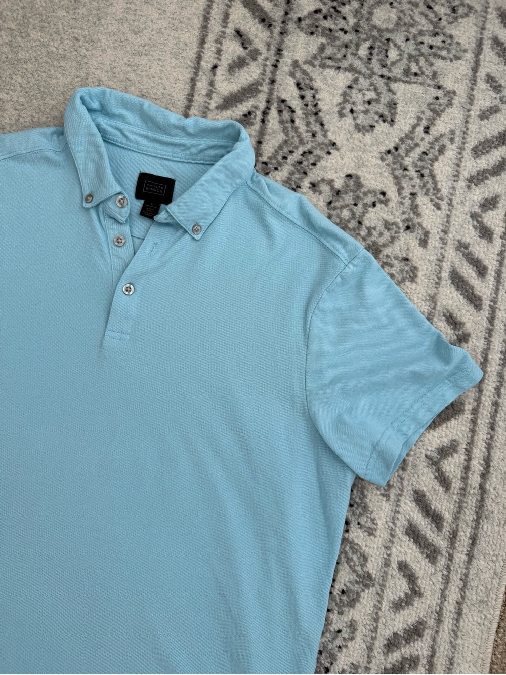 14th & Union Men’s Blue Coolmax Polo Shirt Button Down Collar L